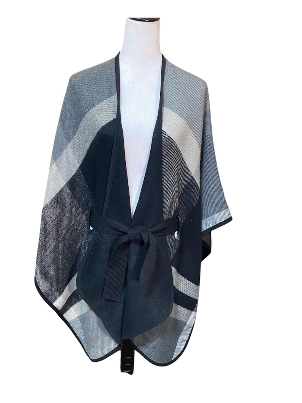 AKIRA Plaid Belted Poncho Wrap